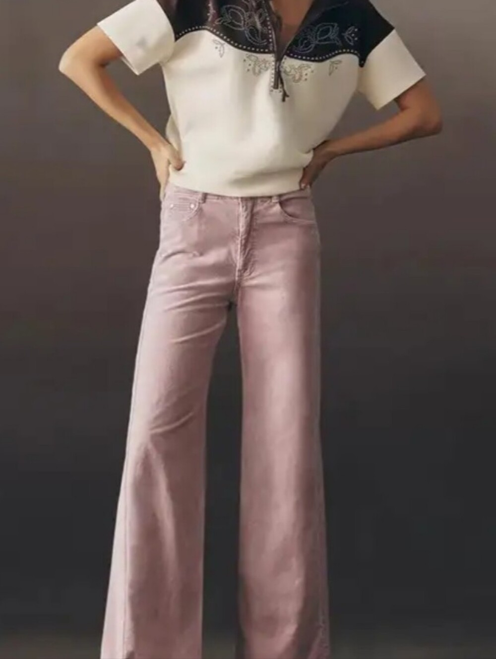 Flamingals Solid High Rise Flare Bottom Pink Pants NWT Large - Picture 2 of 11